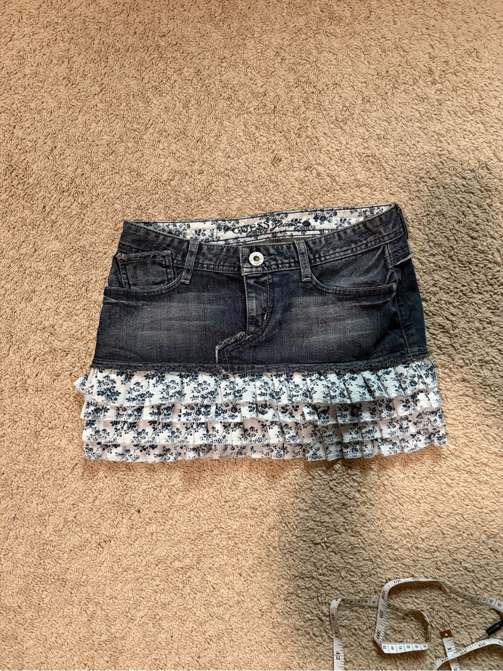 y2k vintage low rise guess jean skirt